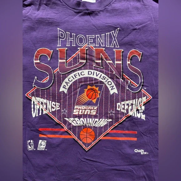 Vintage Phoenix Suns Shirt 90s XL Single Stitch CHALK LINE - Picture 3 of 8